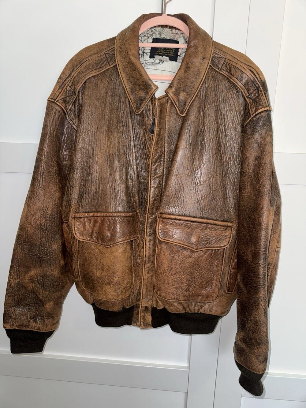 VTG Avirex Type A-2 Leather Flight Bomber 1986 Jacket Men Medium Brown USA Sz M